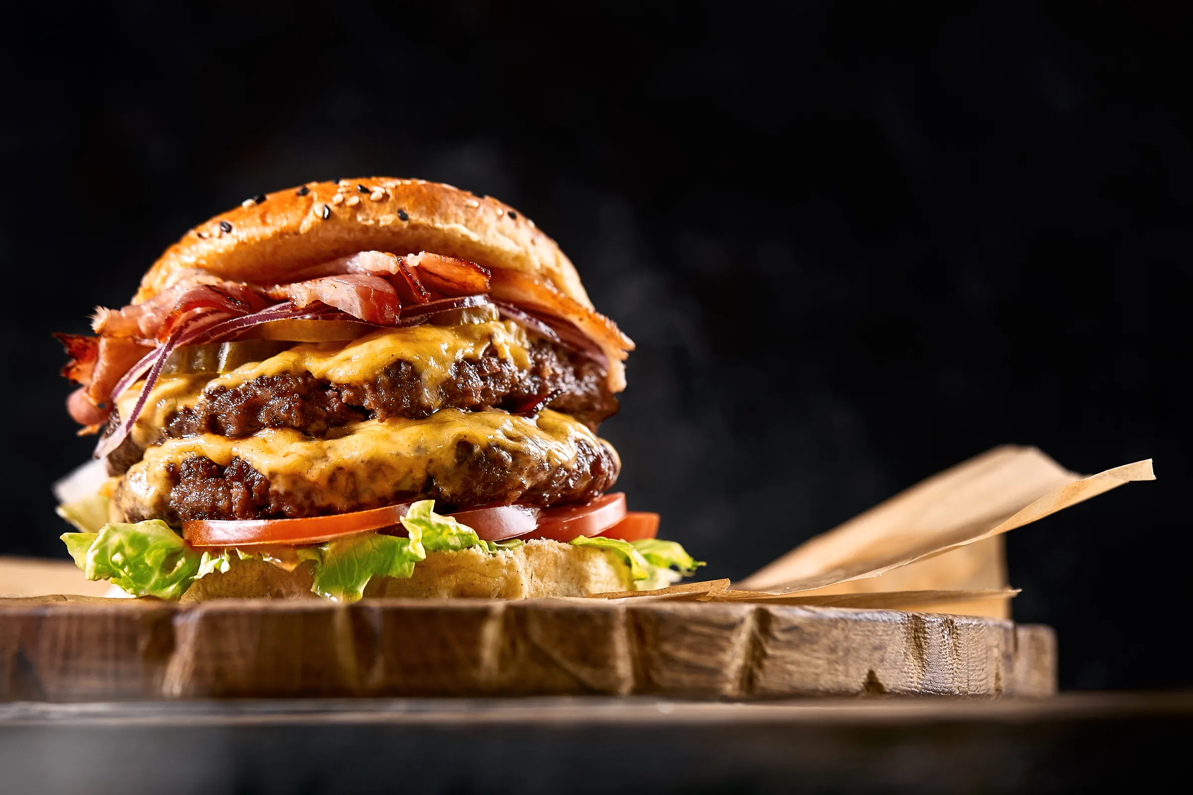 Double Cheeseburger mit Bacon